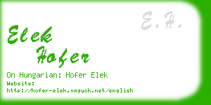 elek hofer business card